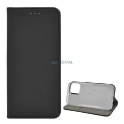   Tok álló, bőr hatású (FLIP, oldalra nyíló, asztali tartó funkció, rombusz minta) FEKETE Apple iPhone 14 Pro