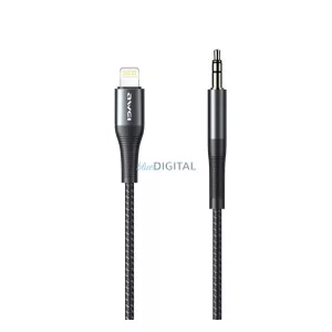 AWEI CL-116L audió kábel (3.5mm jack - lightning, 100cm, cipőfűző) FEKETE