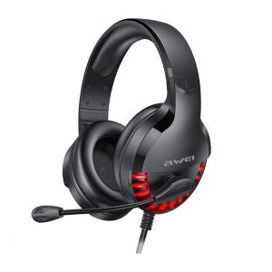 AWEI ES-770I fejhallgató SZTEREO (3.5mm jack/USB csatlakozó, hangerőszabályzó, gamer) FEKETE