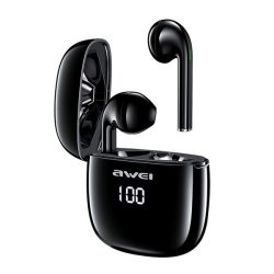   AWEI T28P bluetooth fülhallgató SZTEREO (v5.0, TWS, aktív zajszűrő, vízálló, LED kijelző + töltőtok) FEKETE