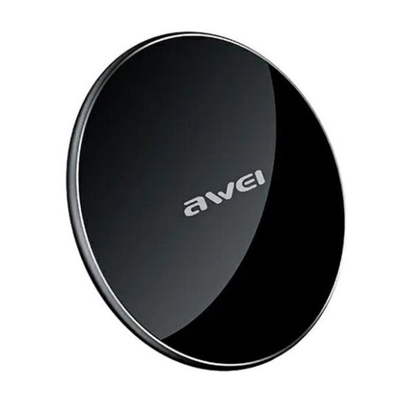 AWEI W8 hálózati töltő állomás (10W, gyorstöltő, wireless, ultravékony) FEKETE