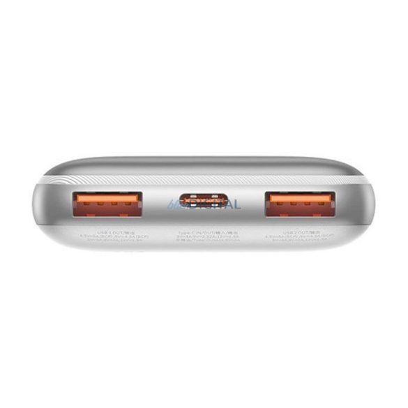 BASEUS BIPOW PRO vésztöltő 2 USB+Type-C aljzat (10000mAh, 22.5W, PD gyorstöltő, LED jelzés) FEHÉR