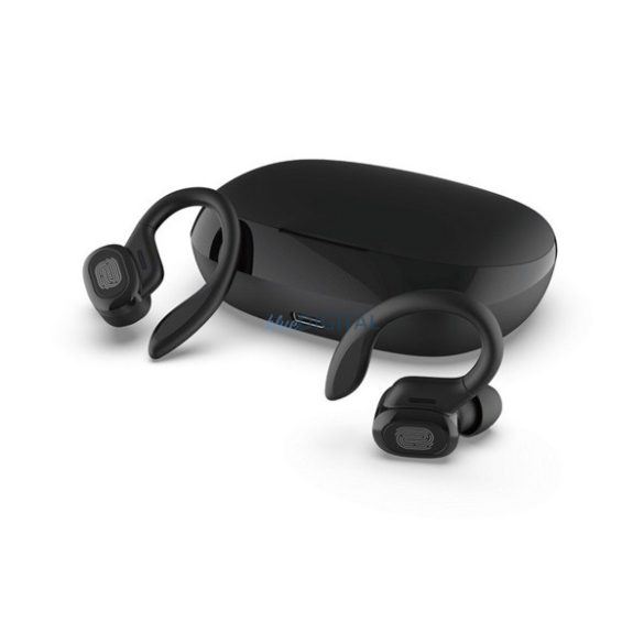 DEVIA POP1 bluetooth fülhallgató SZTEREO (v5.1, TWS, fülre akasztható, mikrofon, zajszűrő, vízálló + töltőtok) FEKETE