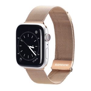 DUX DUCIS pótszíj (egyedi méret, nagy, alumínium, milánói, mágneses) ARANY Apple Watch Series SE 44mm, Apple Watch Series 2 42mm, Apple Watch Series 3 42mm, Apple Watch Series 4 44mm, Apple Watch Series 5 44mm, Apple Watch Series 6 44mm, Apple W