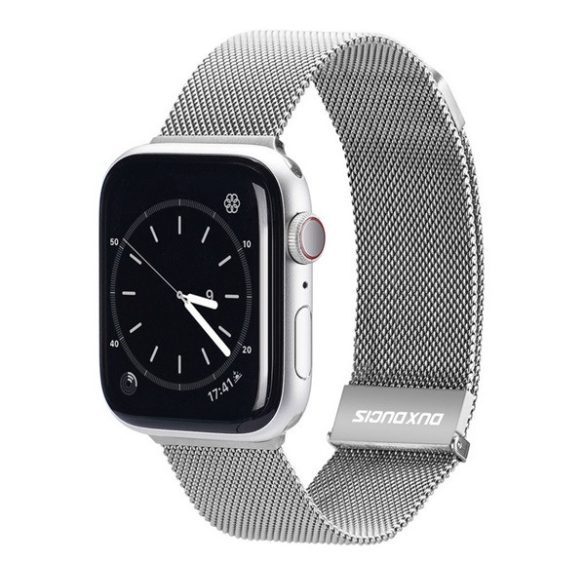 DUX DUCIS pótszíj (egyedi méret, nagy, alumínium, milánói, mágneses) EZÜST Apple Watch Series SE 44mm, Apple Watch Series 2 42mm, Apple Watch Series 3 42mm, Apple Watch Series 4 44mm, Apple Watch Series 5 44mm, Apple Watch Series 6 44mm, Apple W