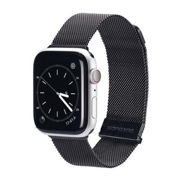 DUX DUCIS pótszíj (egyedi méret, kicsi, alumínium, milánói, mágneses) FEKETE Apple Watch Series SE 40mm, Apple Watch Series 2 38mm, Apple Watch Series 3 38mm, Apple Watch Series 4 40mm, Apple Watch Series 5 40mm, Apple Watch Series 6 40mm, Apple W