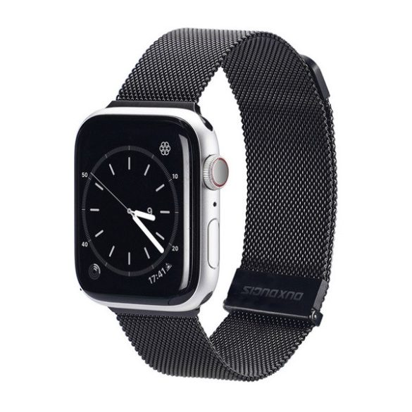 DUX DUCIS pótszíj (egyedi méret, nagy, alumínium, milánói, mágneses) FEKETE Apple Watch Series SE 44mm, Apple Watch Series 2 42mm, Apple Watch Series 3 42mm, Apple Watch Series 4 44mm, Apple Watch Series 5 44mm, Apple Watch Series 6 44mm, Apple W