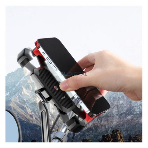 JOYROOM kerékpáros és motoros telefontartó (tükörre rögzíthető, 4.7 - 7" méret) FEKETE