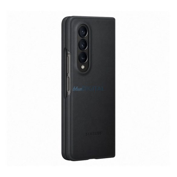 SAMSUNG műanyag telefonvédő (valódi bőr hátlap) FEKETE Samsung Galaxy Z Fold4 5G (SM-F936)