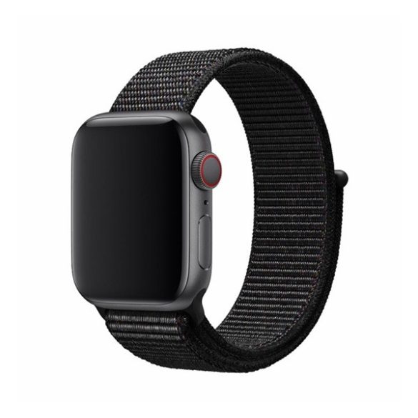 DEVIA DELUXE SPORT3 pótszíj (egyedi méret, kicsi, textil, állítható) FEKETE Apple Watch Series 4 40mm, Apple Watch Series 5 40mm, Apple Watch Series 6 40mm, Apple Watch Series SE 40mm, Apple Watch Series 3 38mm, Apple Watch Series 2 38mm, Apple W