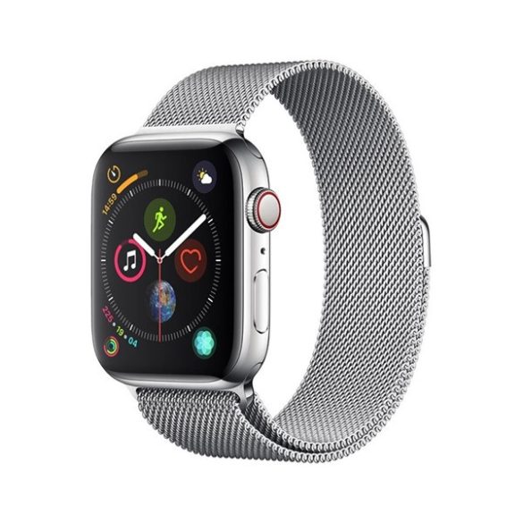 DEVIA ELEGANT pótszíj (egyedi méret, kicsi, fém, milánói szíj, mágneses) EZÜST Apple Watch Series 4 40mm, Apple Watch Series 5 40mm, Apple Watch Series 6 40mm, Apple Watch Series SE 40mm, Apple Watch Series 1 38mm, Apple Watch Series 2 38mm, Apple W