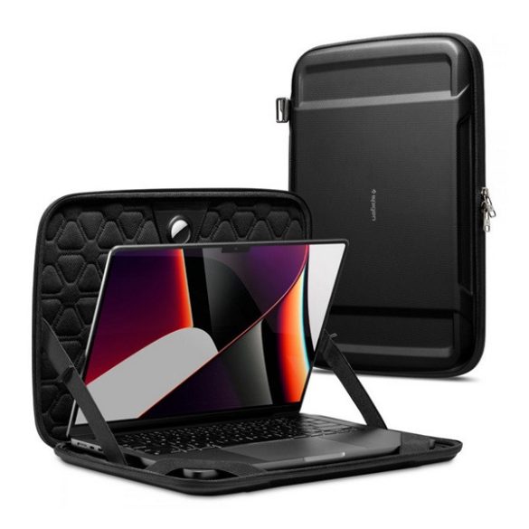 SPIGEN tok fekvő, textil LAPTOP/NOTEBOOK/TABLET (univerzális, ütésállóság, cipzáras, 14") FEKETE 