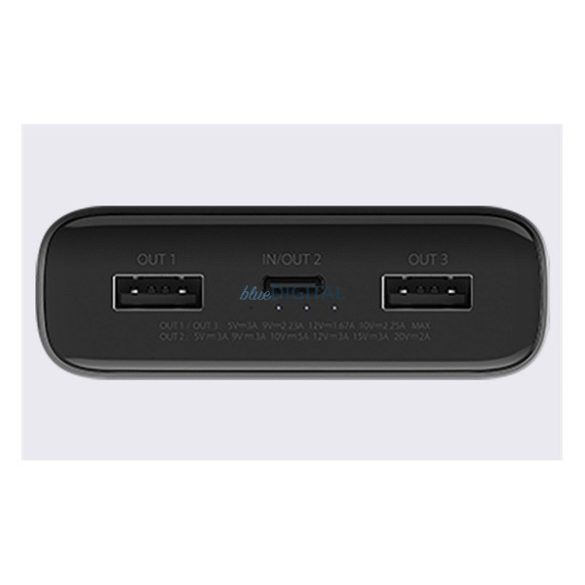 XIAOMI POWERBANK 3 vésztöltő 2 USB+Type-C aljzat (20000mAh, 50W, gyorstöltő) FEKETE