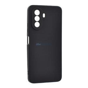 Szilikon telefonvédő (matt, mikrofiber plüss karcolásmentesítő belső, prémium) FEKETE Huawei Nova Y70