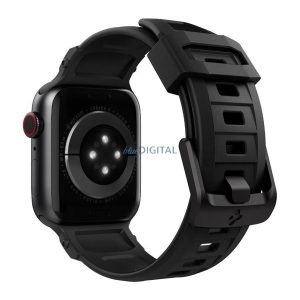 SPIGEN RUGGED pótszíj (egyedi méret, kicsi, szilikon, állítható, karbon minta) FEKETE Apple Watch Series 3 38mm, Apple Watch Series 2 38mm, Apple Watch Series 1 38mm, Apple Watch Series SE 40mm, Apple Watch Series 6 40mm, Apple Watch Series 5 40mm, A