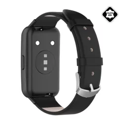   Pótszíj (egyedi méret, valódi bőr) FEKETE Honor Band 7, Huawei Band 7