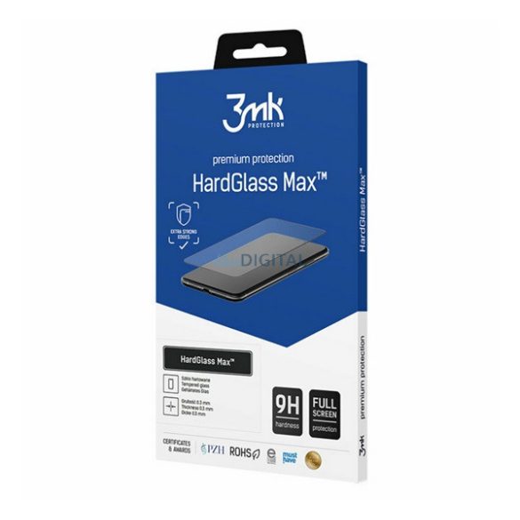 3MK HARD GLASS MAX képernyővédő üveg (3D full cover, íves, ujjlenyomat mentes, karcálló, tok barát 0.3mm, 9H) FEKETE Samsung Galaxy S22 Ultra 5G (SM-S908)