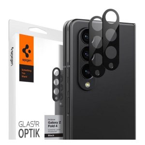 SPIGEN OPTIK kameravédő üveg 2db (lekerekített szél, karcálló, 9H) FEKETE Samsung Galaxy Z Fold4 5G (SM-F936)