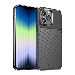   Szilikon telefonvédő (közepesen ütésálló, csíkos, dombor minta) FEKETE Apple iPhone 14 Pro