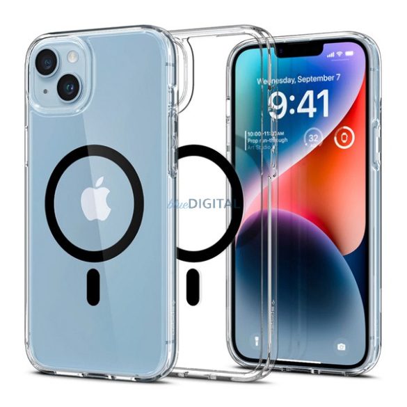 SPIGEN ULTRA HYBRID MAG műanyag telefonvédő (közepesen ütésálló, légpárnás keret, Magsafe kompatibilis) FEKETE Apple iPhone 14