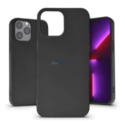   Szilikon telefonvédő (matt, mikrofiber plüss karcolásmentesítő belső, prémium) FEKETE Apple iPhone 13 Pro Max