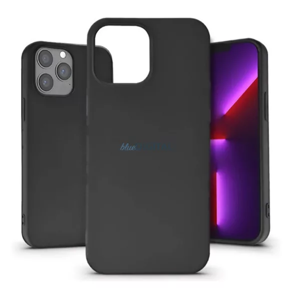 Szilikon telefonvédő (matt, mikrofiber plüss karcolásmentesítő belső, prémium) FEKETE Apple iPhone 13 Pro Max