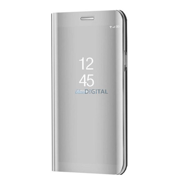 Tok álló (aktív flip, oldalra nyíló, asztali tartó funkció, tükrös felület, Mirror View Case) EZÜST Samsung Galaxy S21 (SM-G991) 5G