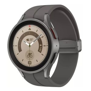 SAMSUNG Galaxy Watch 5 PRO okosóra (eSIM, szilikon csuklópánt, 45mm) TITÁNIUM