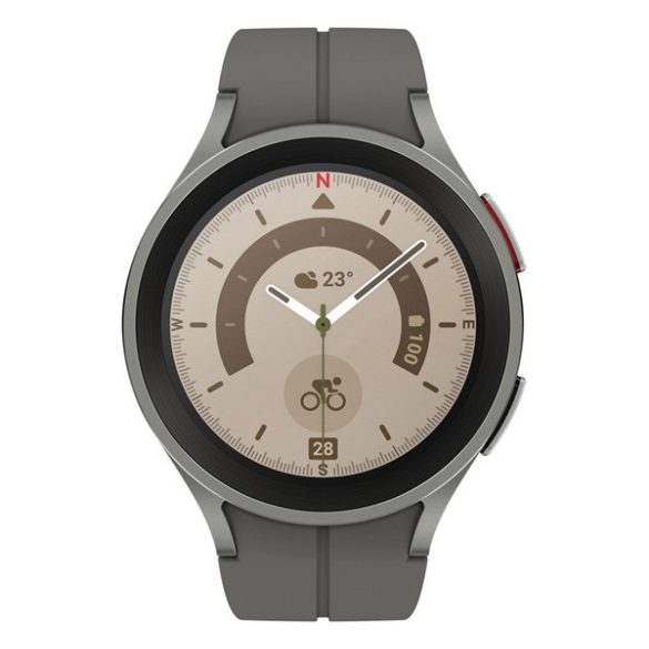 SAMSUNG Galaxy Watch 5 PRO okosóra (eSIM, szilikon csuklópánt, 45mm) TITÁNIUM