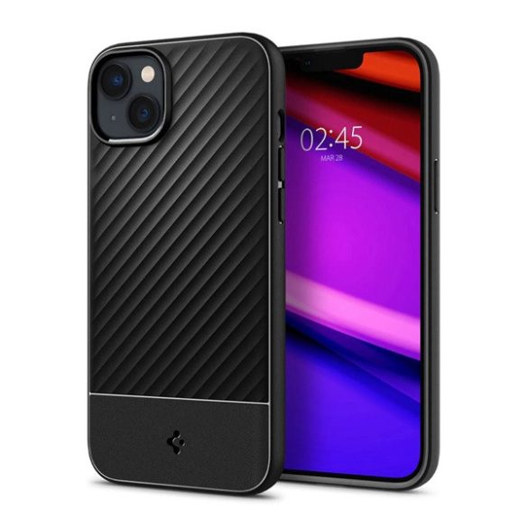 SPIGEN CORE ARMOR szilikon telefonvédő (közepesen ütésálló, kamera védelem, csíkos minta) FEKETE Apple iPhone 14 Plus