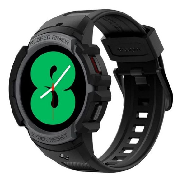 SPIGEN RUGGED ARMOR PRO pótszíj (egyedi méret, szilikon, ütésállóság + szilikon keret) SÖTÉTSZÜRKE Samsung Galaxy Watch 5 44 mm (SM-R910), Samsung Galaxy Watch 4 44 mm (SM-R870), Samsung Galaxy Watch 4 eSIM 44mm (SM-R875), Samsung Galaxy Watch 5 eSIM