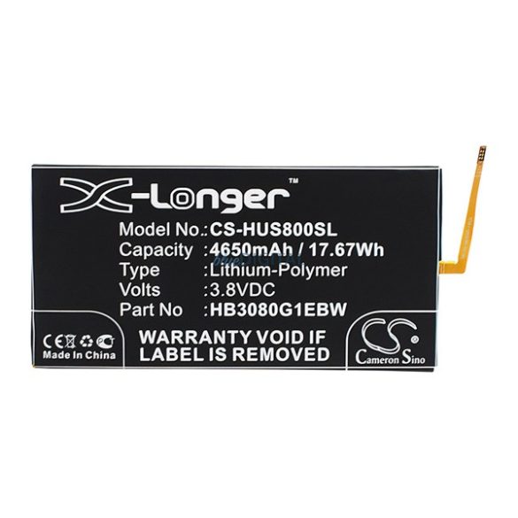 CAMERON SINO Li-Polymer akku (3.8V/4650mAh, Huawei HB3080G1EBC kompatibilis) FEKETE Huawei Mediapad T3 10 WIFI, Mediapad T3 10 LTE
