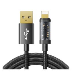   JOYROOM adatkábel (USB - lightning, 2.4A, 20W, PD gyorstöltő, 200cm, cipőfűző) FEKETE