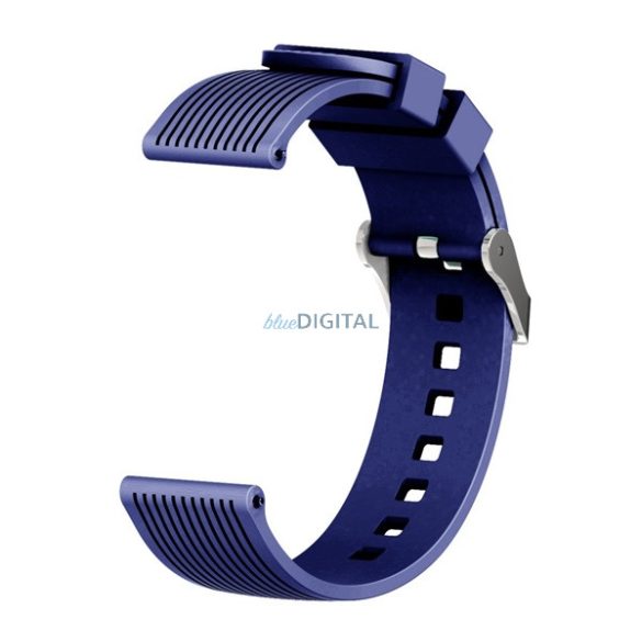 Pótszíj (univerzális, 20 mm, szilikon, állítható, 3D csíkos minta) SÖTÉTKÉK Huawei Watch GT 2 42mm, Samsung Galaxy Watch 42mm (SM-R810N), Samsung Galaxy Gear S2 Classic (SM-R732), Amazfit Bi
