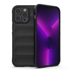   Szilikon telefonvédő (közepesen ütésálló, kamera védelem, 3D minta) FEKETE Apple iPhone 14 Pro