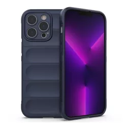   Szilikon telefonvédő (közepesen ütésálló, kamera védelem, 3D minta) SÖTÉTKÉK Apple iPhone 14 Pro
