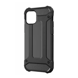   Defender műanyag telefonvédő (közepesen ütésálló, légpárnás sarok, szilikon belső, fémhatás) FEKETE Apple iPhone 14