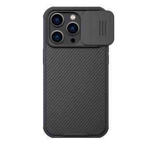 NILLKIN CAMSHIELD PRO MAGNETIC műanyag telefonvédő (közepesen ütésálló, kamera védelem, fémlemez, csíkos) FEKETE Apple iPhone 14 Pro Max