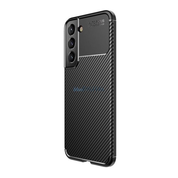 Szilikon telefonvédő (ütésállóság, karbon minta) FEKETE Samsung Galaxy S22 5G (SM-S901)