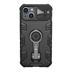   NILLKIN CAMSHIELD ARMOR PRO defender műanyag telefonvédő (szilikon belső, közepesen ütésálló, telefontartó gyűrű) FEKETE Apple iPhone 14 Plus