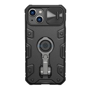 NILLKIN CAMSHIELD ARMOR PRO defender műanyag telefonvédő (szilikon belső, közepesen ütésálló, telefontartó gyűrű) FEKETE Apple iPhone 14 Plus