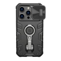   NILLKIN CAMSHIELD ARMOR PRO defender műanyag telefonvédő (szilikon belső, közepesen ütésálló, telefontartó gyűrű) FEKETE Apple iPhone 14 Pro