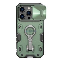   NILLKIN CAMSHIELD ARMOR PRO defender műanyag telefonvédő (szilikon belső, közepesen ütésálló, telefontartó gyűrű) ZÖLD Apple iPhone 14 Pro