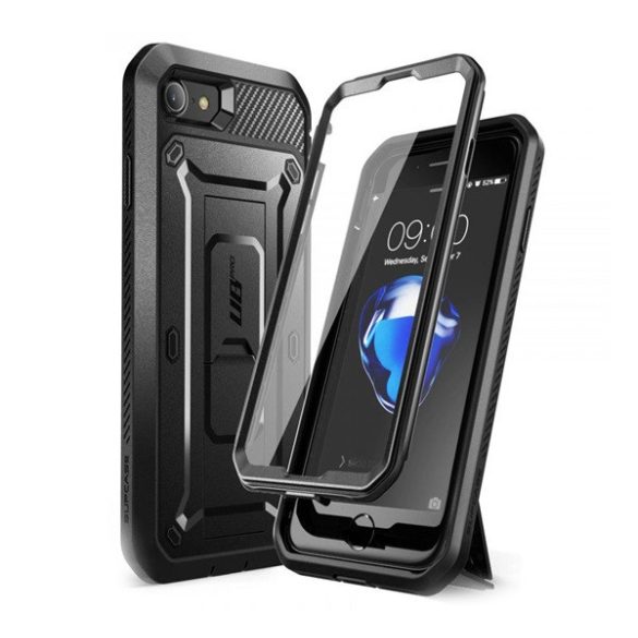 SUPCASE UNICORN BEETLE PRO defender műanyag telefonvédő (360°-os védelem, közepesen ütésálló, műanyag előlap) FEKETE Apple iPhone 8 4.7, Apple iPhone 7 4.7, Apple iPhone SE 2 (2020), Apple