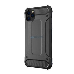Defender műanyag telefonvédő (közepesen ütésálló, légpárnás sarok, szilikon belső, fémhatás) FEKETE Samsung Galaxy A13 4G (SM-A135F / A137F)