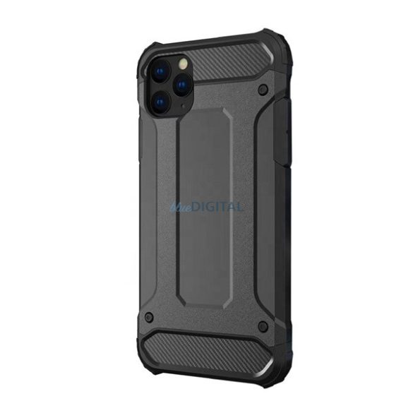 Defender műanyag telefonvédő (közepesen ütésálló, légpárnás sarok, szilikon belső, fémhatás) FEKETE Samsung Galaxy A13 4G (SM-A135F / A137F)