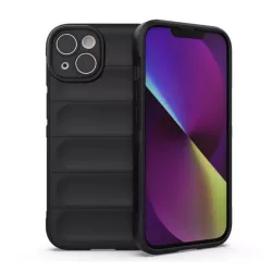   Szilikon telefonvédő (közepesen ütésálló, kamera védelem, 3D minta) FEKETE Apple iPhone 14