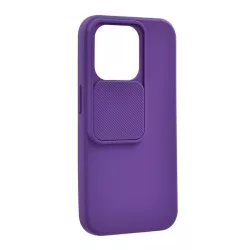   Szilikon telefonvédő (matt, mikrofiber plüss belső, kamera védelem) LILA Apple iPhone 14 Pro