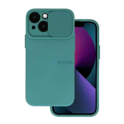   Szilikon telefonvédő (matt, mikrofiber plüss belső, kamera védelem) SÖTÉTZÖLD Apple iPhone 14 Pro