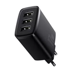   BASEUS COMPACT hálózati töltő 3 USB aljzat (17W, gyorstöltő) FEKETE
